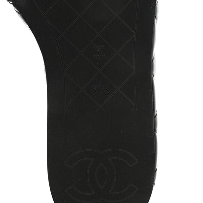 Chanel Lambskin Quilted Camelia CC Wedge Sandal Mules 38.5 Black 7 of 10