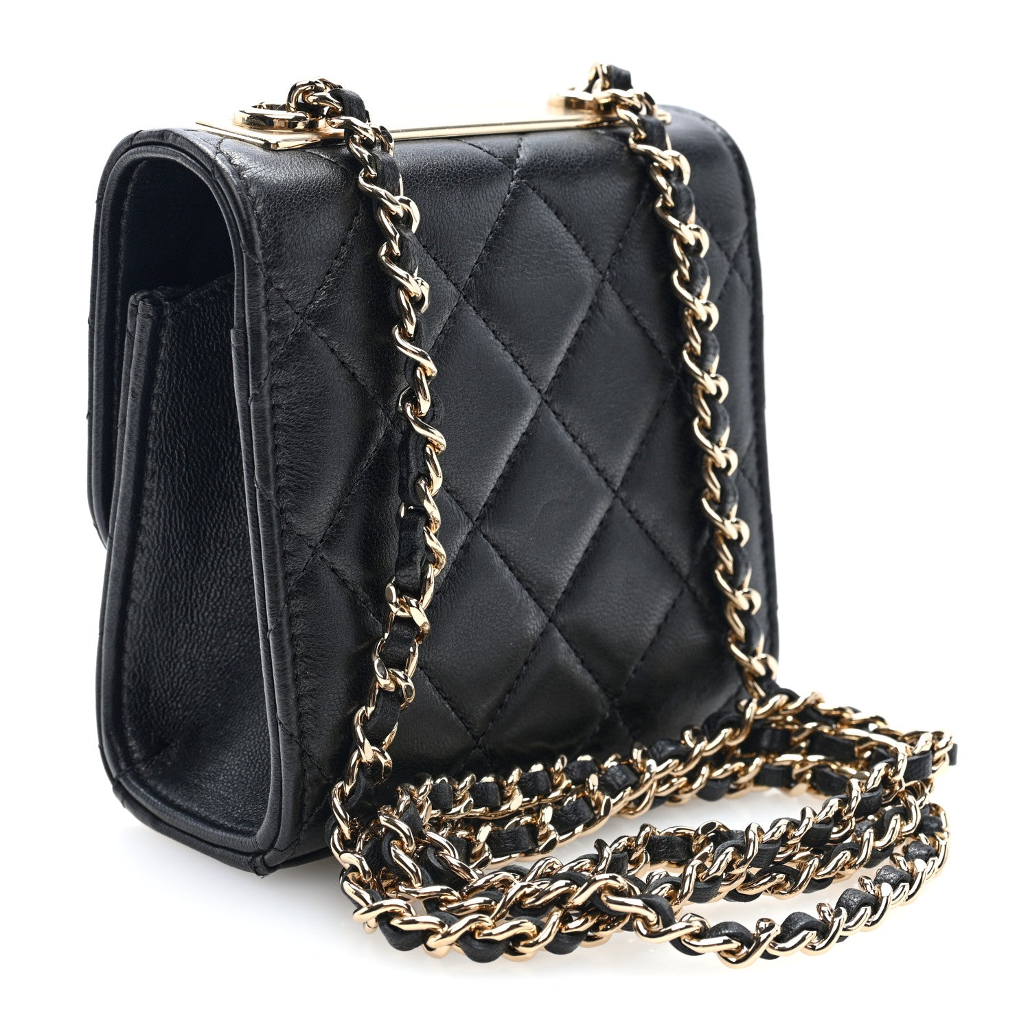 Chanel Lambskin Quilted Mini Trendy CC Clutch With Chain Black 2 of 9