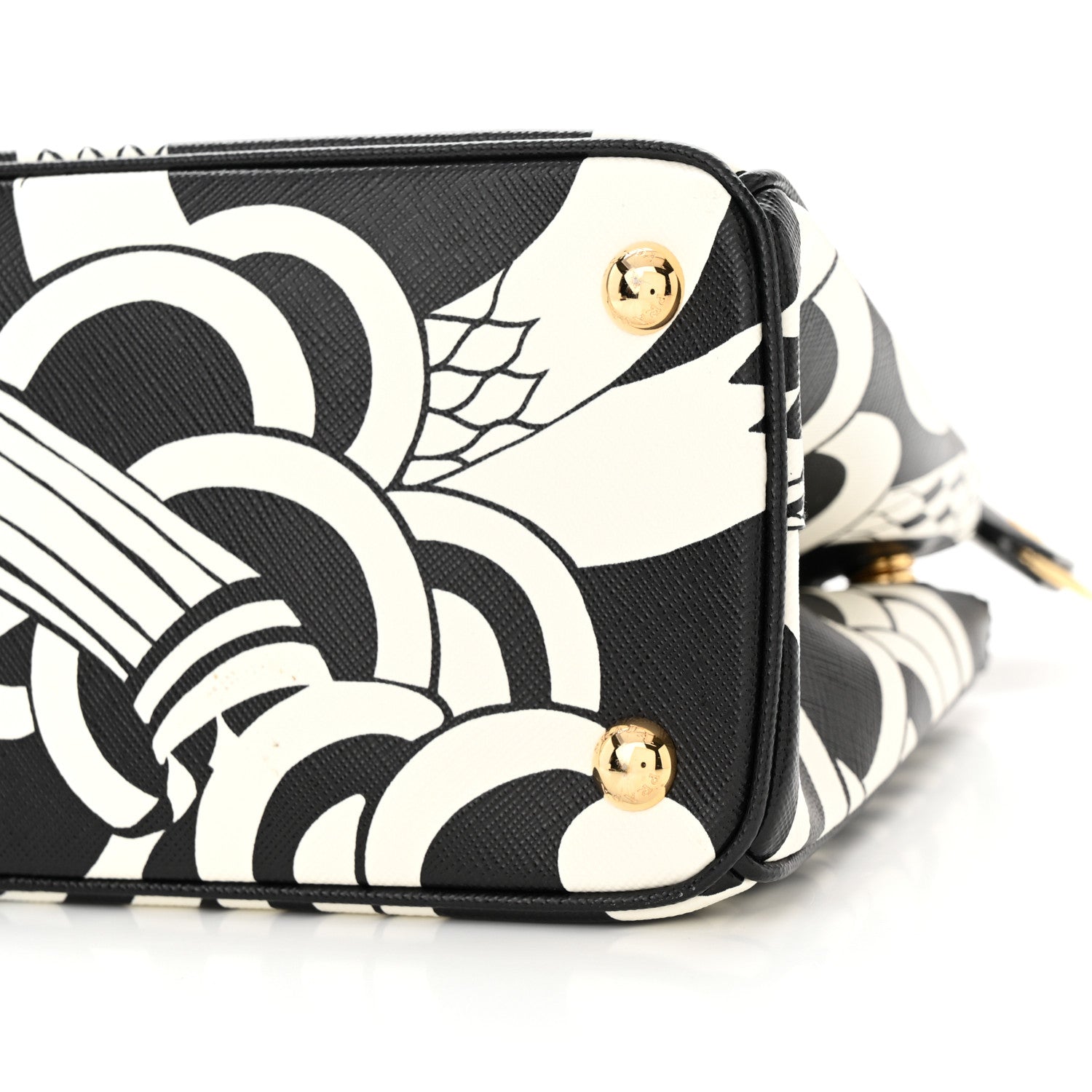Prada Saffiano Sanke Print Mini Galleria Double Zip Tote Black White 9 of 10
