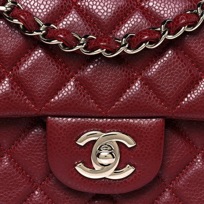 Chanel Caviar Quilted Mini Rectangular Flap Dark Red 8 of 11