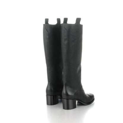Chanel Calfskin Quilted Riding Boots 38.5 Black 4 of 8