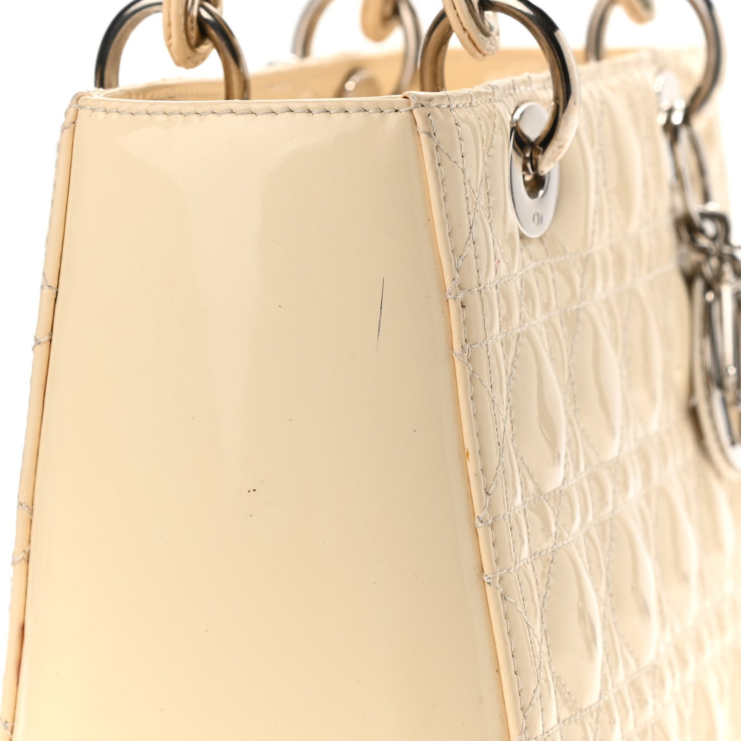 Patent Cannage Medium Lady Dior White