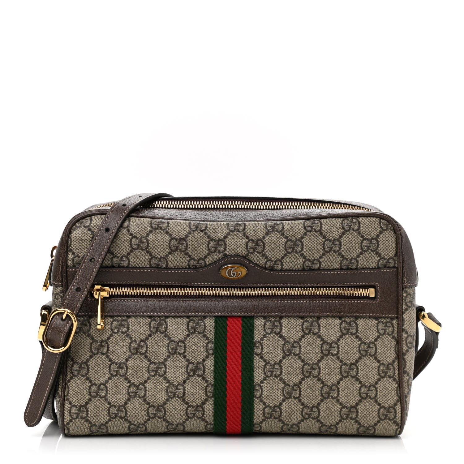 Gucci GG Supreme Monogram Web Small Ophidia Shoulder Bag Brown 1 of 10