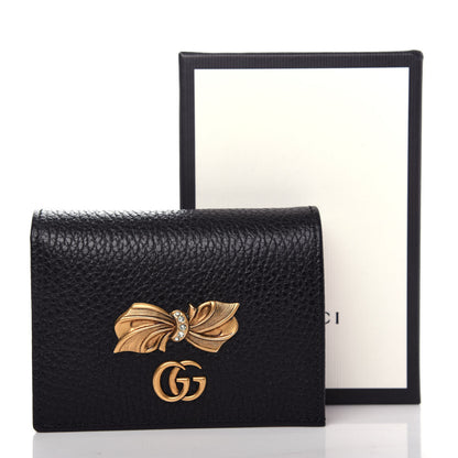 Gucci Calfskin GG Marmont Bow Card Case Black 9 of 9
