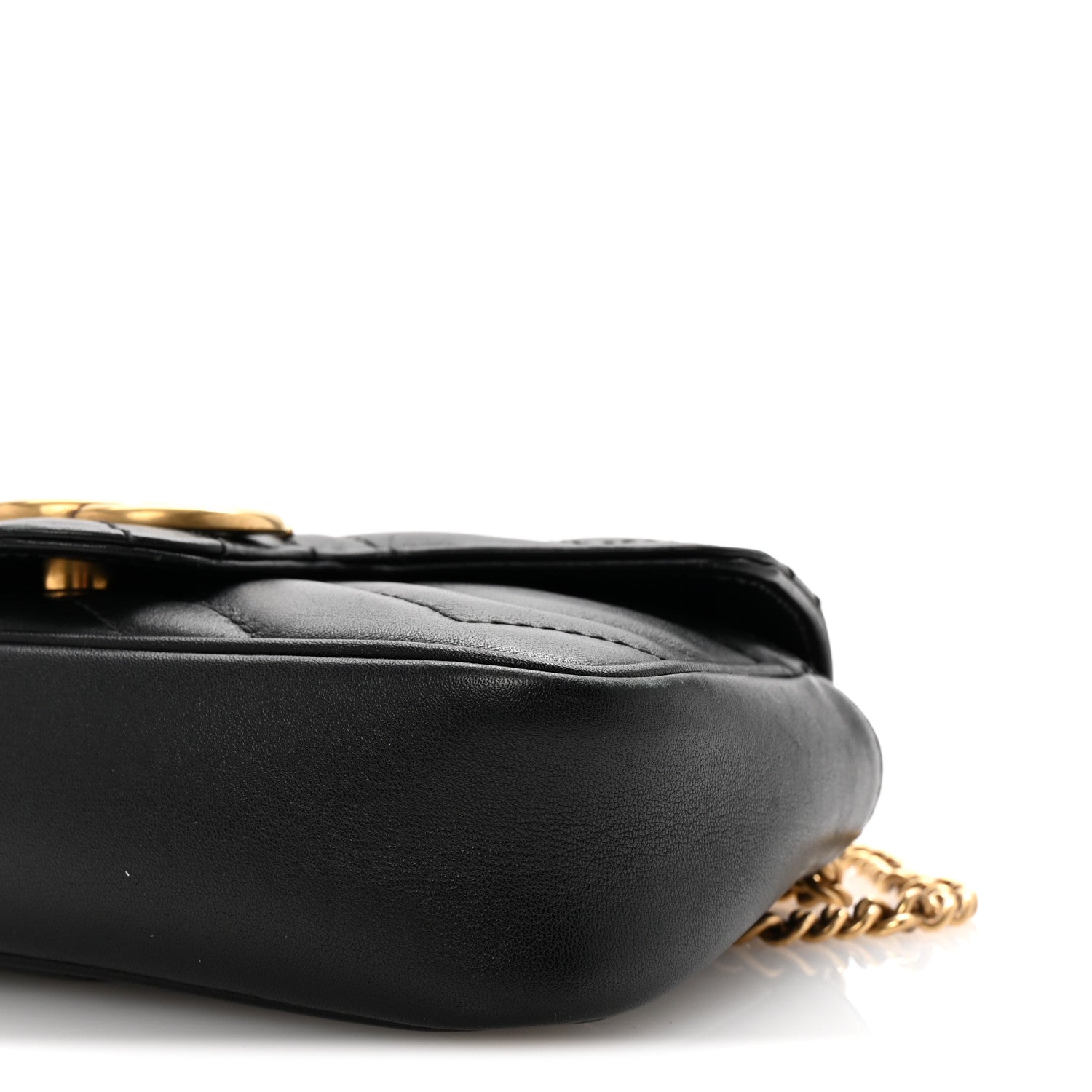 Gucci Calfskin Matelasse Super Mini GG Marmont Shoulder Bag Black 10 of 11