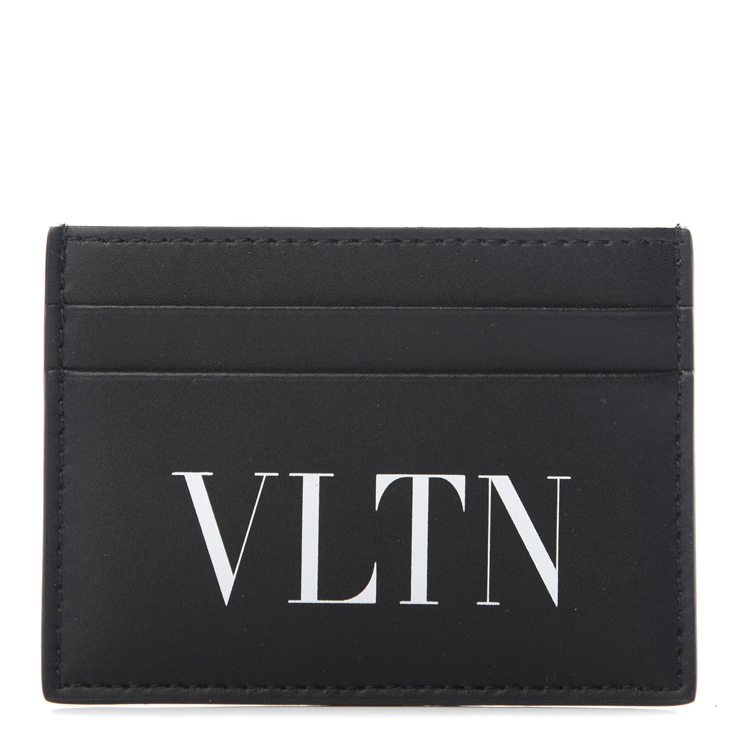 Valentino Garavani Calfskin VLTN Card Holder Black White 1 of 7