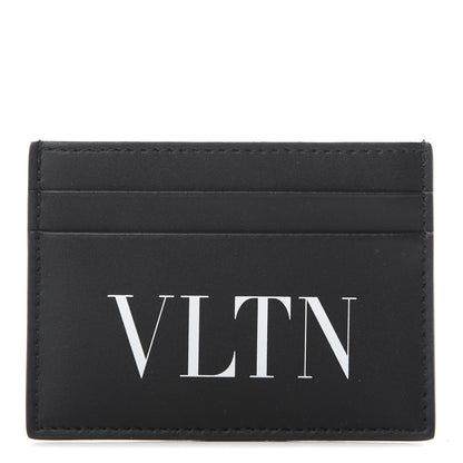Valentino Garavani Calfskin VLTN Card Holder Black White 1 of 7