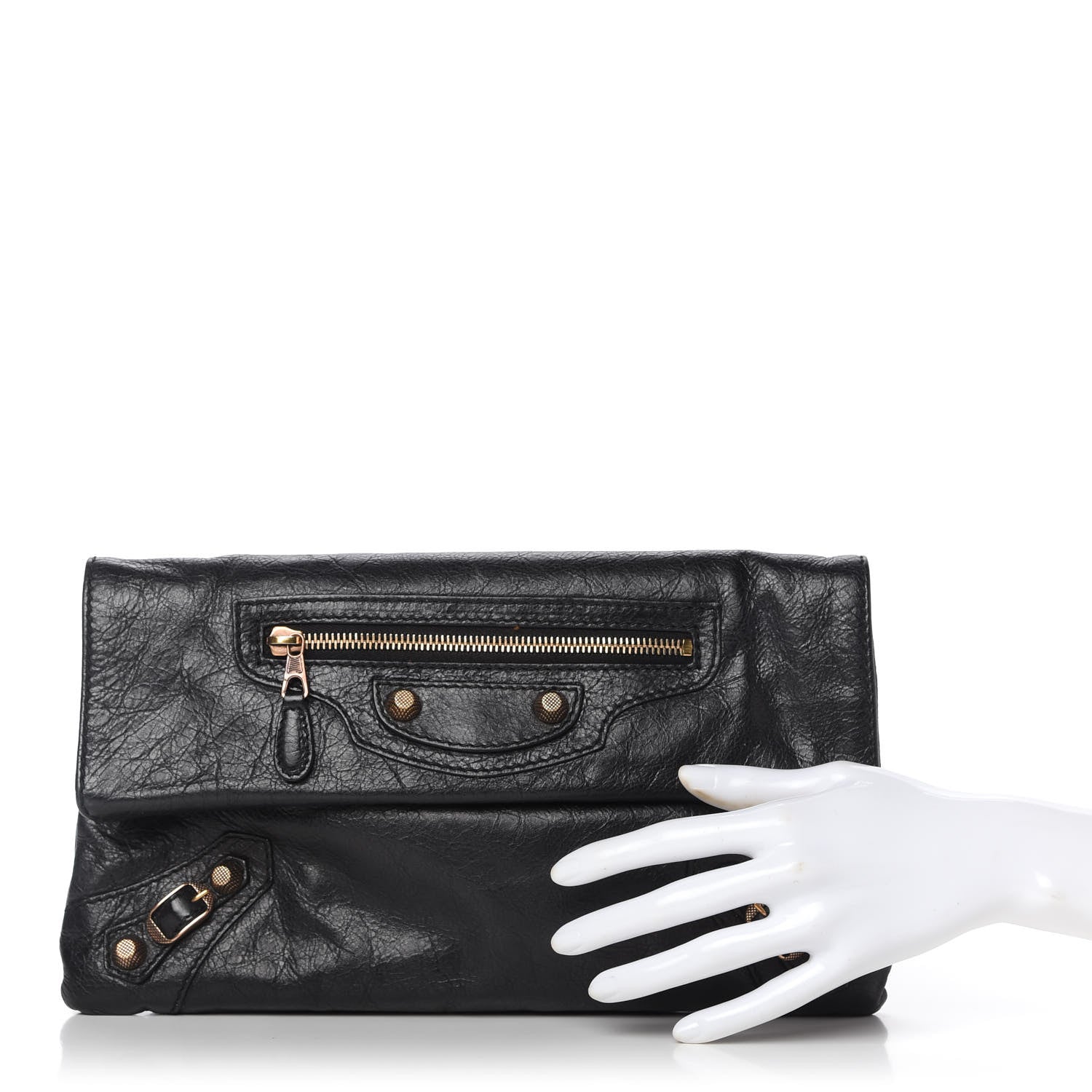 Balenciaga Agneau Giant 12 Rose Gold Hardware Envelope Clutch Black 2 of 9