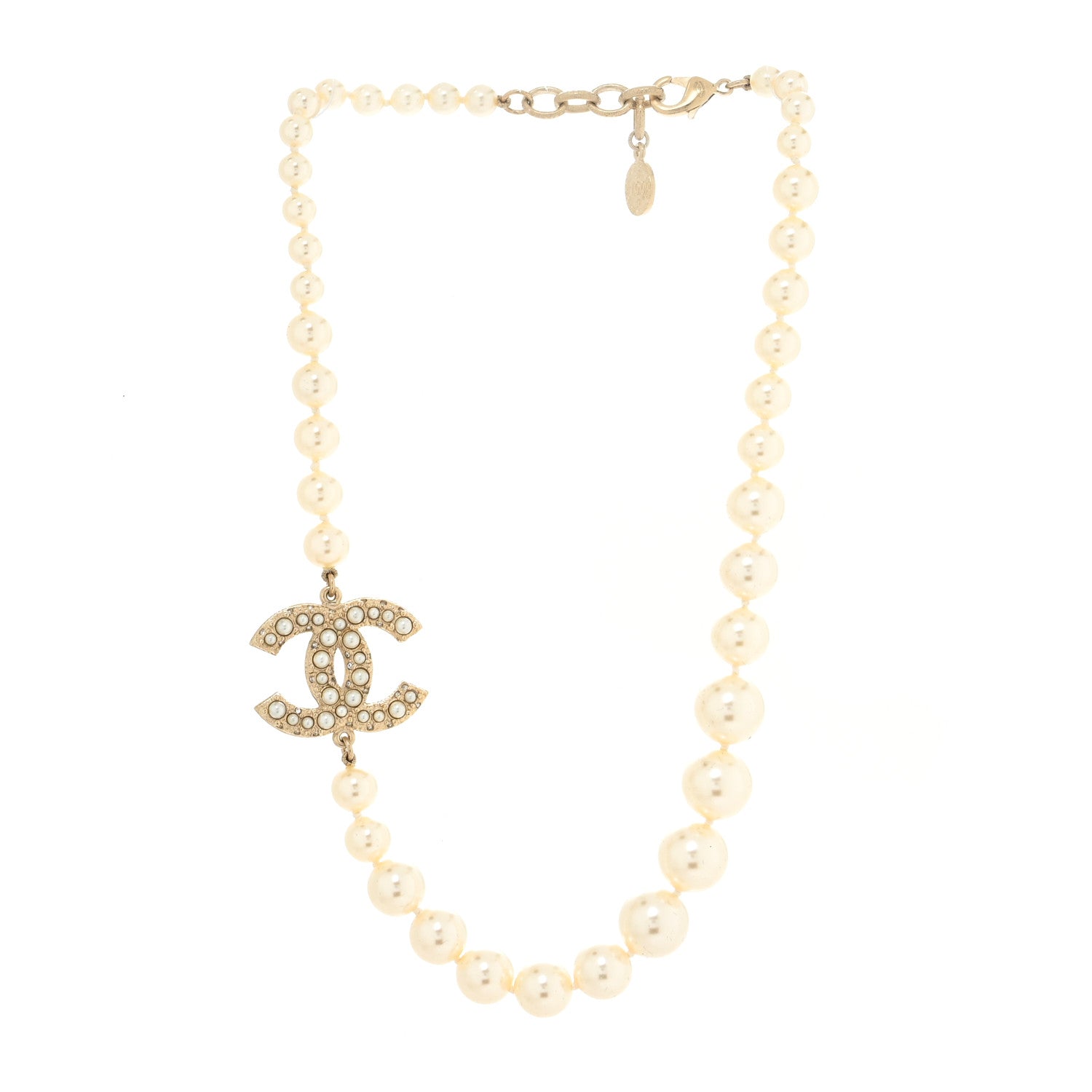 Chanel Pearl CC 100th Anniversary Necklace Light Gold 2 of 3