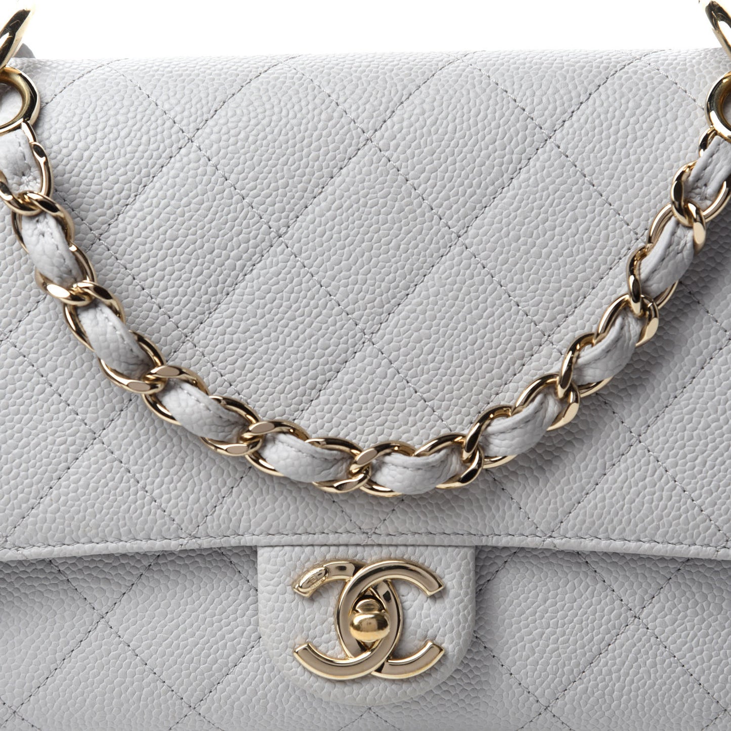 Caviar Quilted City Walk Flap Light Grey