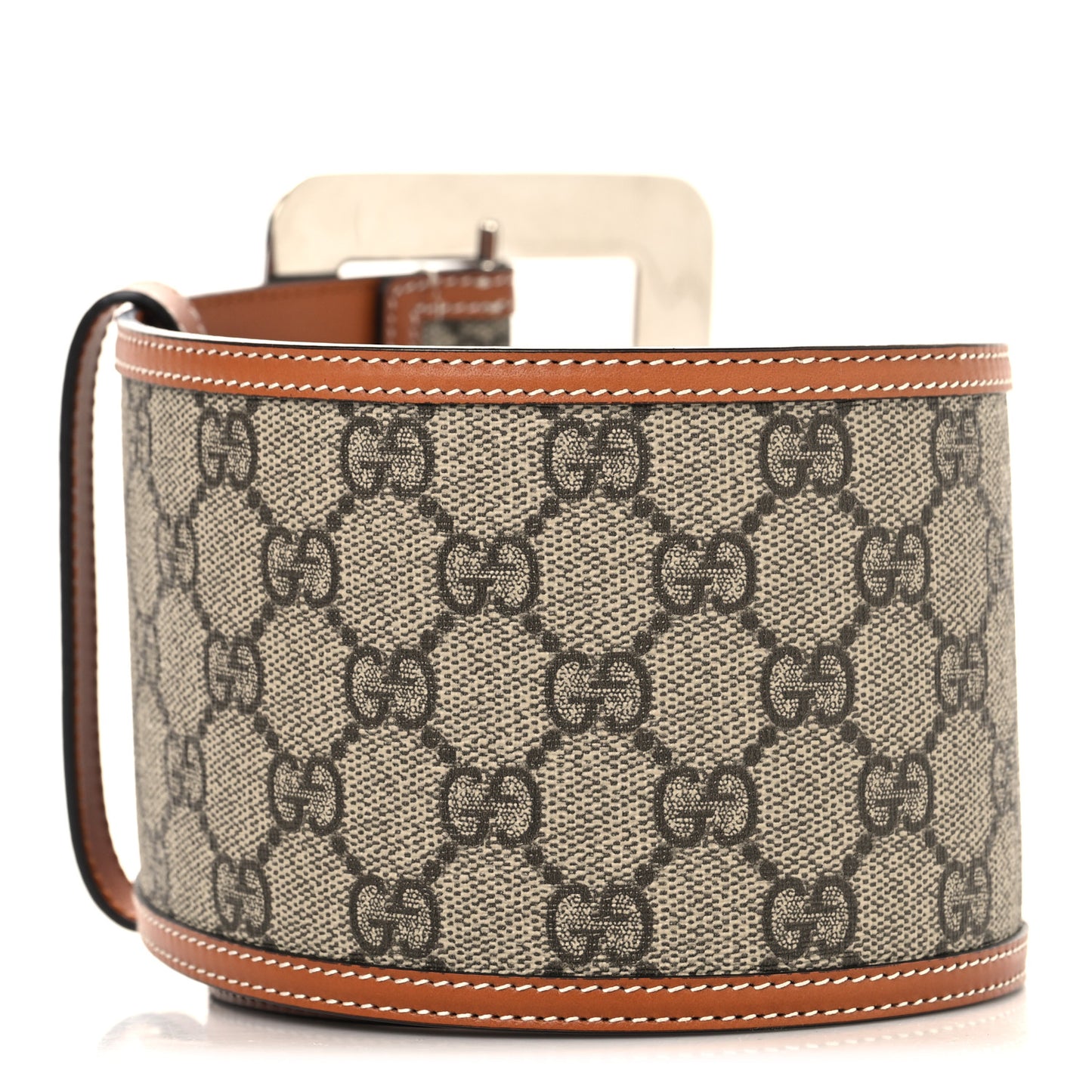 Monogram Calfskin Wide Belt 80 32 Beige Ebony Tan