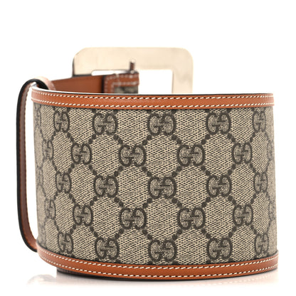 Gucci Monogram Calfskin Wide Belt 80 32 Beige Ebony Tan 2 of 5