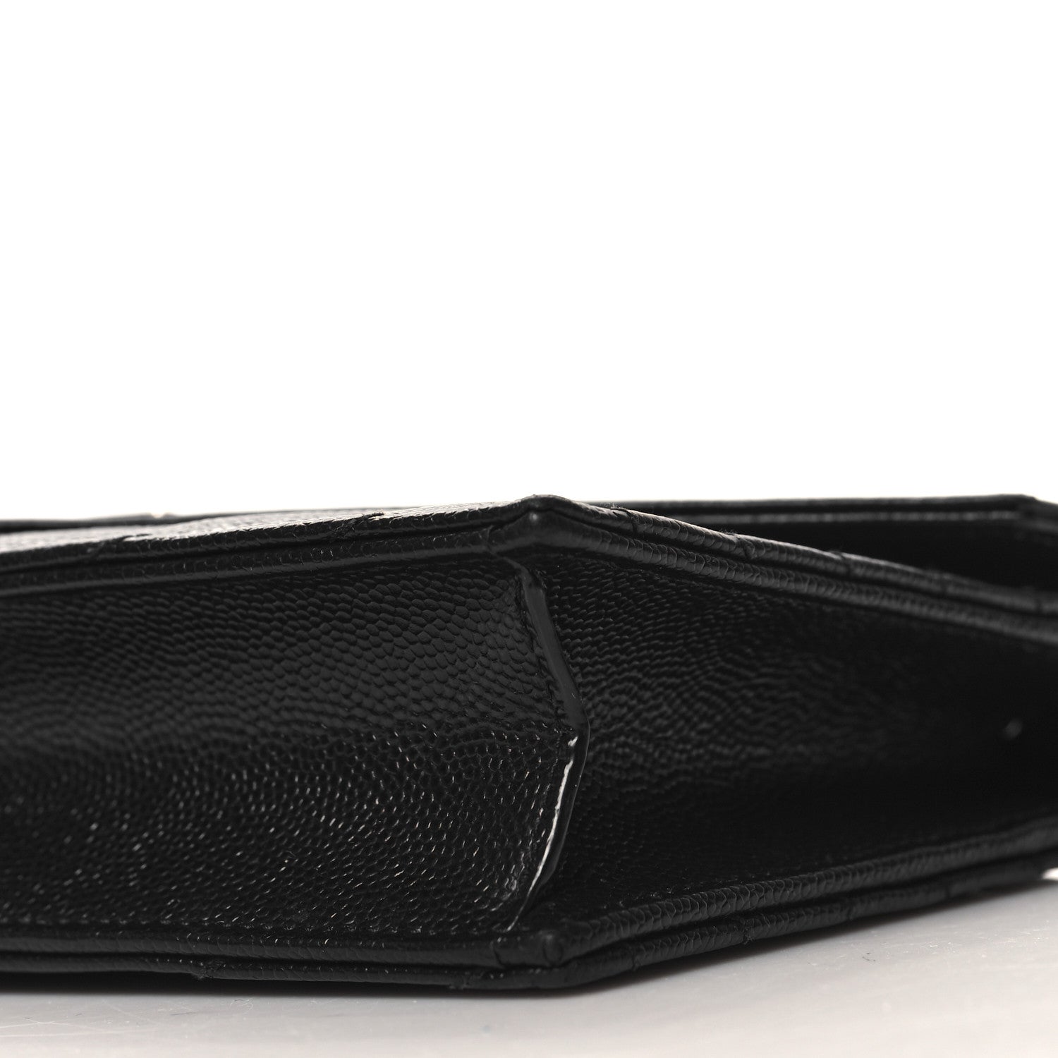 Saint Laurent Grain De Poudre Matelasse Chevron Monogram Envelope Chain Wallet Black 10 of 11