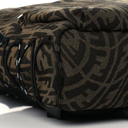 Fendi X SARAH COLEMAN Fabric Jacquard Vitello Grace Light Woven Lanyard FF Vertigo Pouch Pocket Backpack Tobacco Moro Black 9 of 10