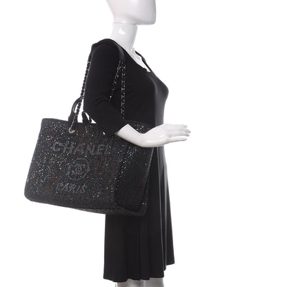 Chanel Calfskin Sequin Medium Deauville Tote Black 2 of 10
