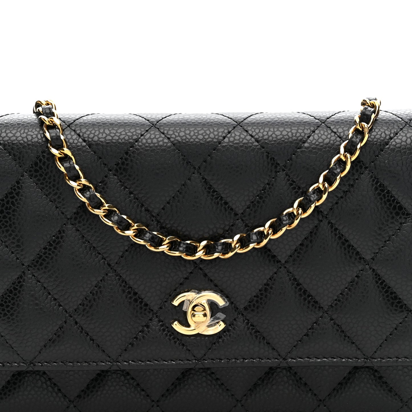 Caviar Quilted CC Turnlock Wallet On Chain WOC Black