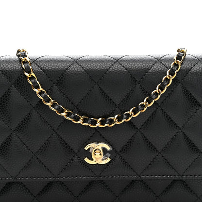 Chanel Caviar Quilted CC Turnlock Wallet On Chain WOC Black 9 of 12