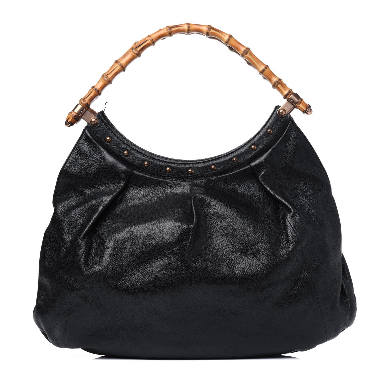 Calfskin Bamboo Top Handle Bag Black