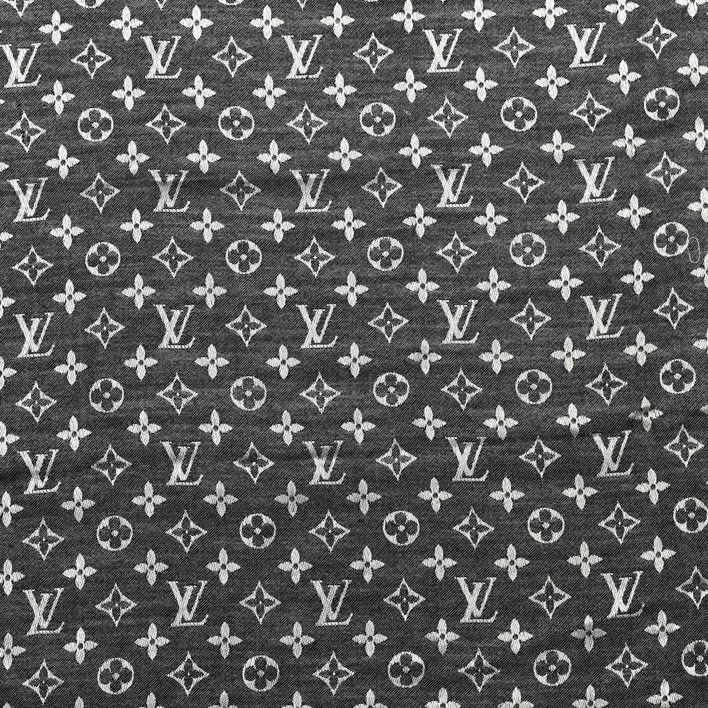 Silk Wool Monogram Denim Shawl Black