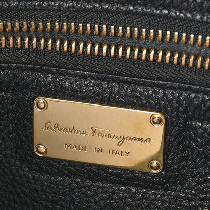 Salvatore Ferragamo Hammered Calfskin Double Handle Large Amy Tote Black 6 of 9