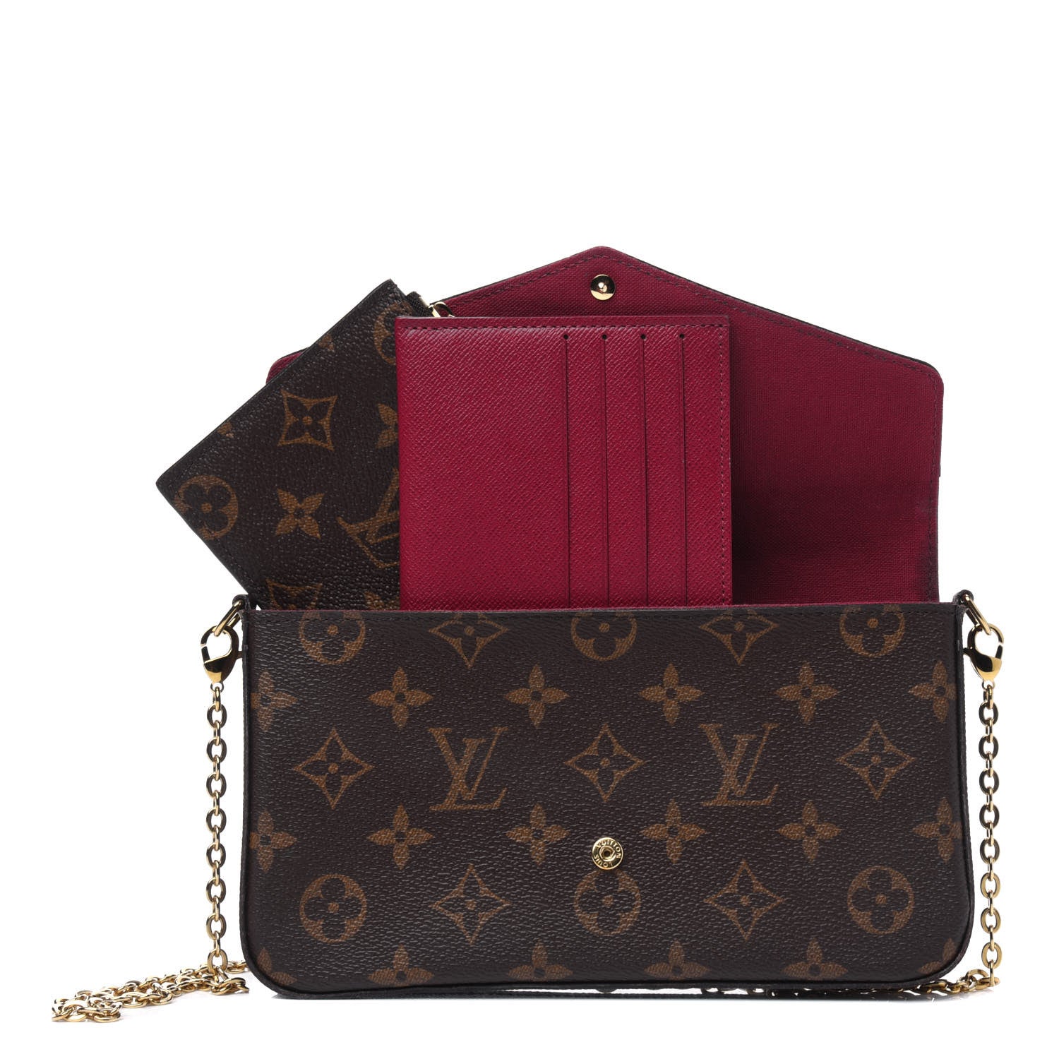Louis Vuitton Monogram Pochette Felicie Chain Wallet Fuchsia 10 of 13