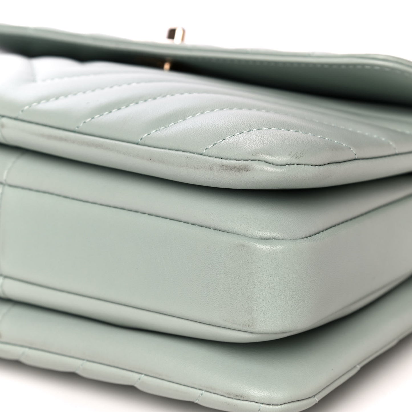 Lambskin Chevron Quilted Small Trendy CC Dual Handle Flap Bag Light Green