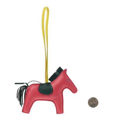 Hermes Milo Lambskin Grigri Rodeo Horse Bag Charm MM Rose Azalee Malachite Lime Celeste 2 of 4