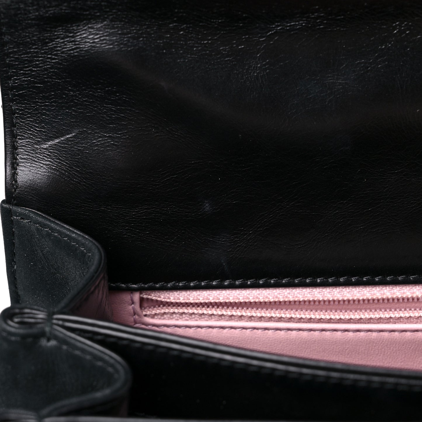 Iridescent Calfskin Quilted Small Straight Lined Flap Black