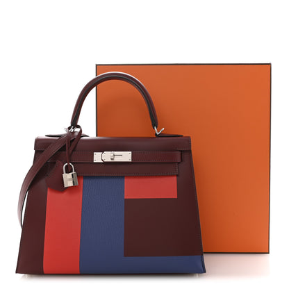 Hermes Tadelakt Taurillon Clemence Epsom Kellygraphie Lettre E Kelly Sellier 28 Rouge H Capucine Bleu Brighton 11 of 11