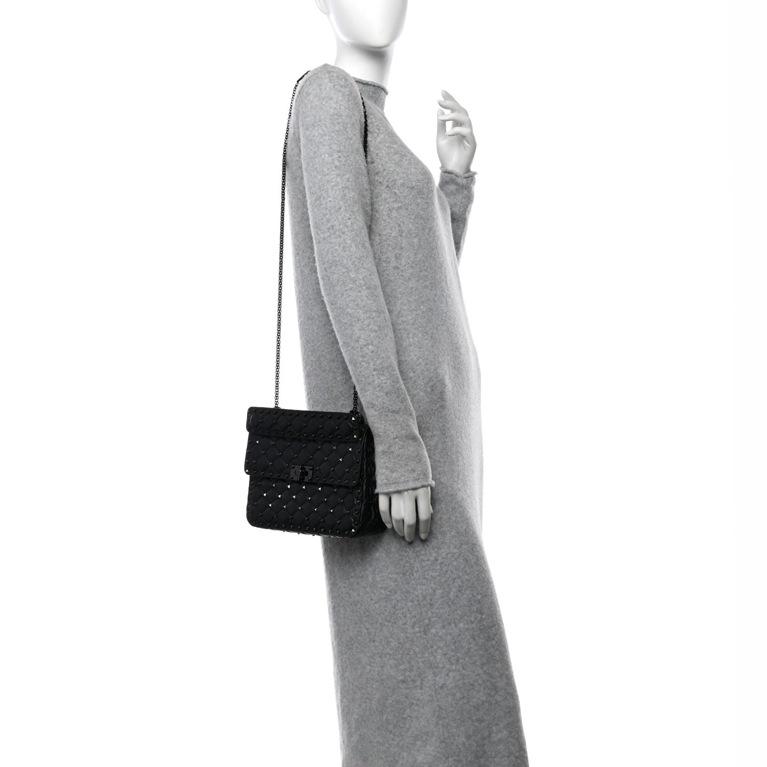 Valentino Garavani Lambskin Monochrome Medium Rockstud Spike Shoulder Bag Black 3 of 10