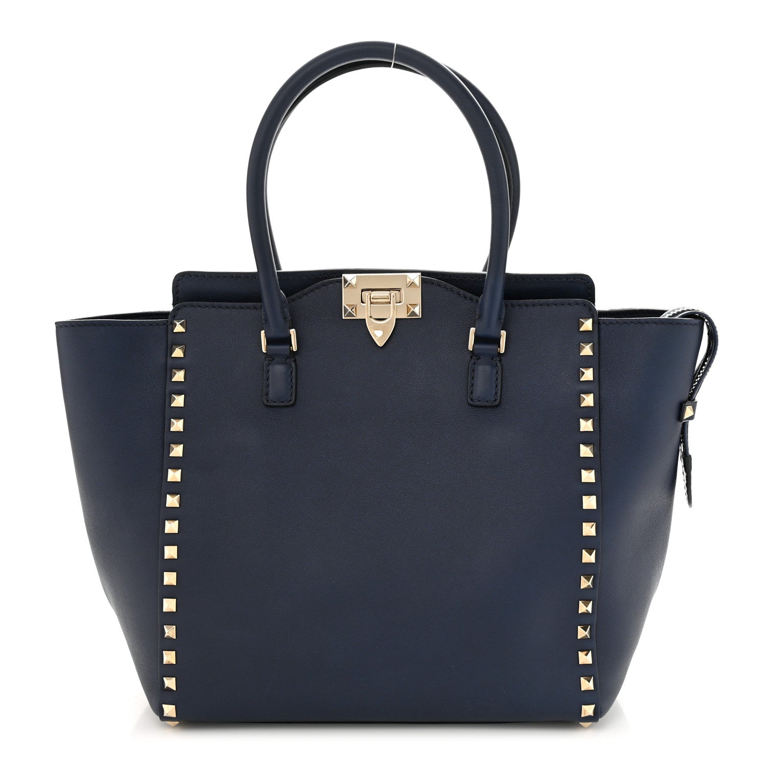 Valentino Garavani Vitello Rockstud Double Handle Tote Marine 1 of 10