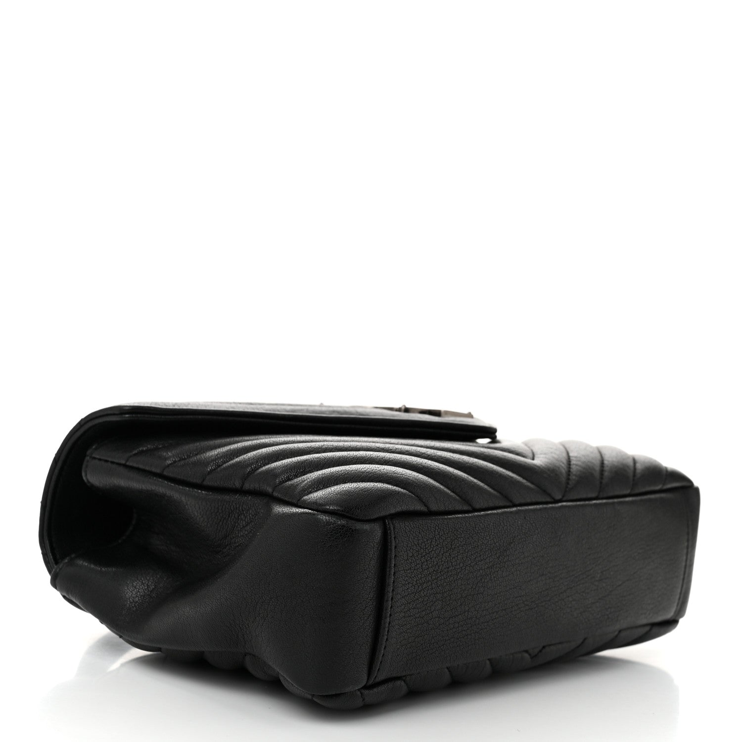 Saint Laurent Sheepskin Matelasse Chevron Monogram Medium College Bag Black 4 of 10