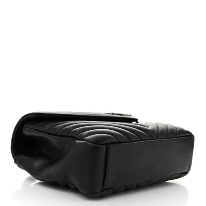 Saint Laurent Sheepskin Matelasse Chevron Monogram Medium College Bag Black 4 of 10