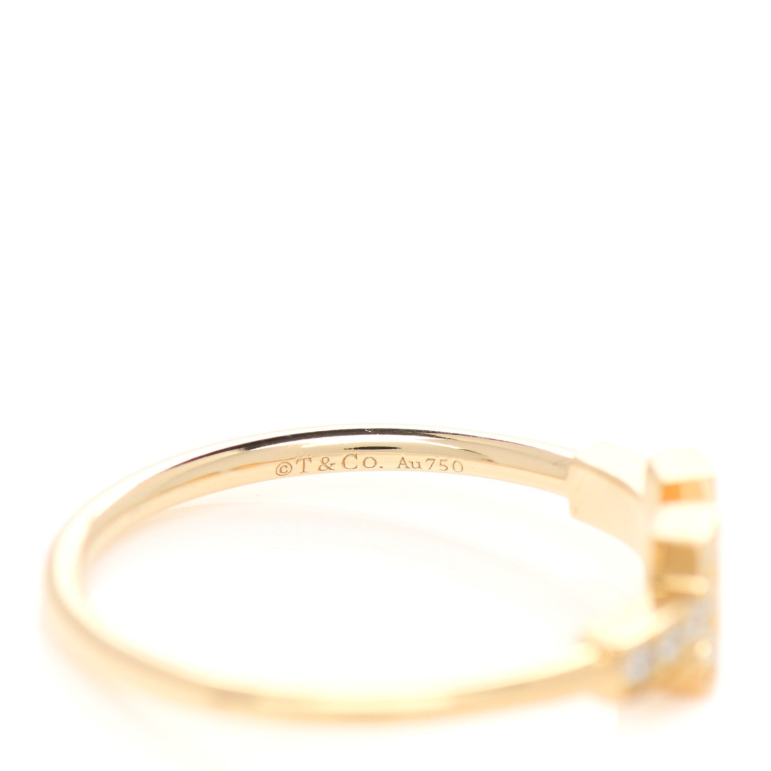 Tiffany 18K Yellow Gold Diamond T Wire Ring 56 7.75 4 of 5