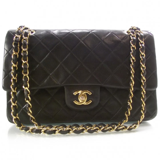 Lambskin Medium Double Flap Black