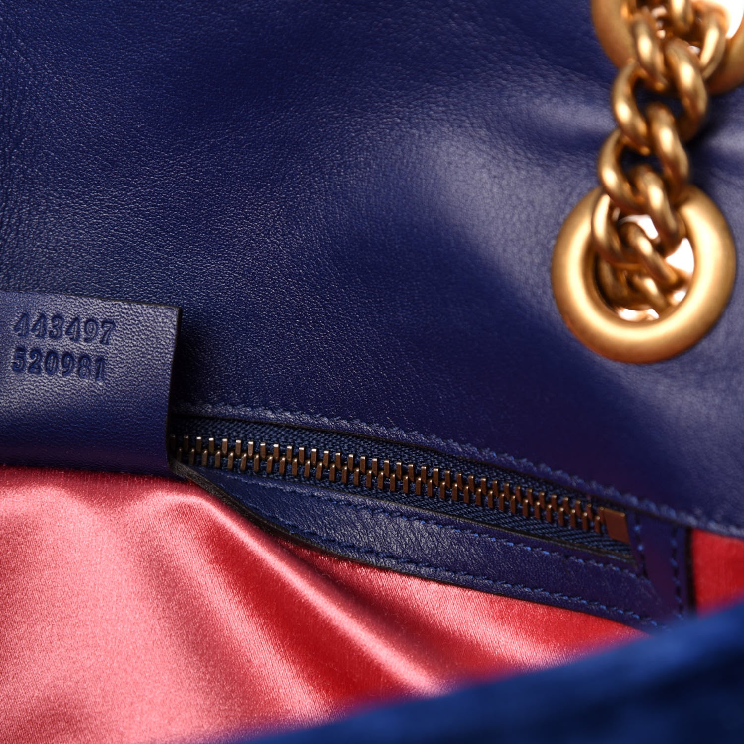 Gucci Velvet Matelasse Small GG Marmont Shoulder Bag Cobalt Blue 10 of 11