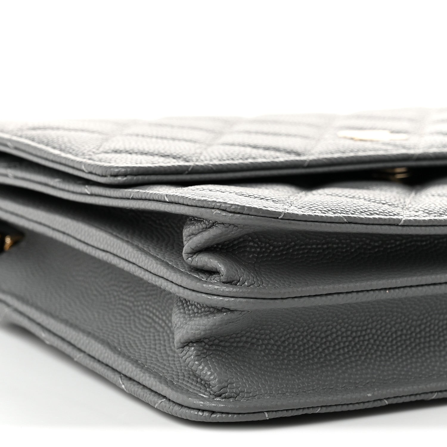Chanel Caviar Quilted Square Wallet On Chain WOC Grey 9 of 11