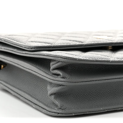 Chanel Caviar Quilted Square Wallet On Chain WOC Grey 9 of 11