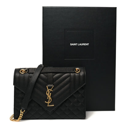 Saint Laurent Grain De Poudre Textured Mixed Matelasse Triquilt Medium Monogram Satchel Black 10 of 10