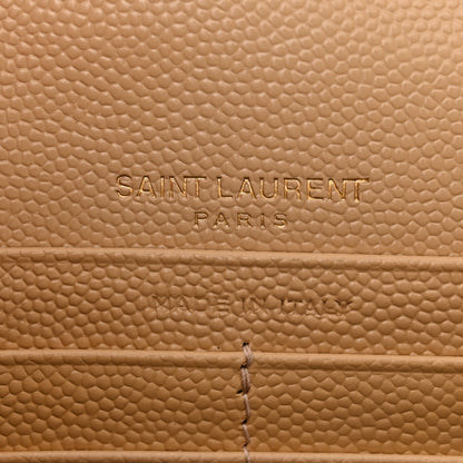 Saint Laurent Grain De Poudre Matelasse Chevron Monogram Envelope Chain Wallet Nude Powder 6 of 10