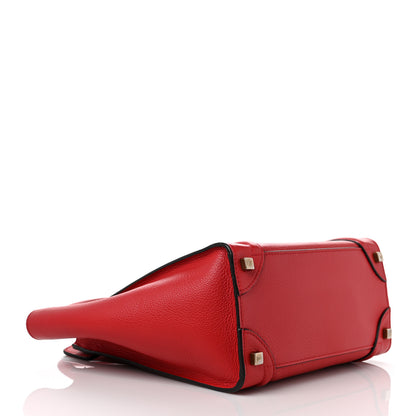 Celine Drummed Calfskin Micro Luggage Coquelicot 4 of 9