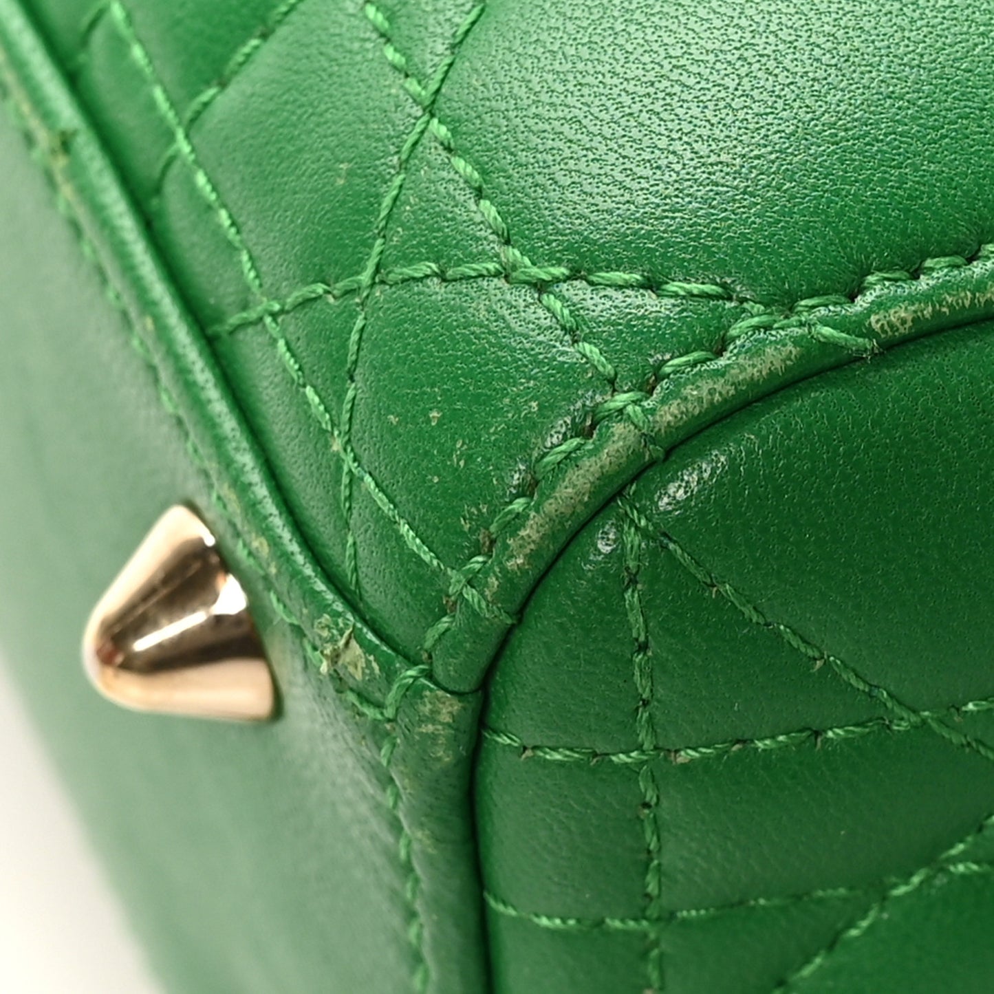 Lambskin Cannage Small Lucky Badges My Lady Dior Green