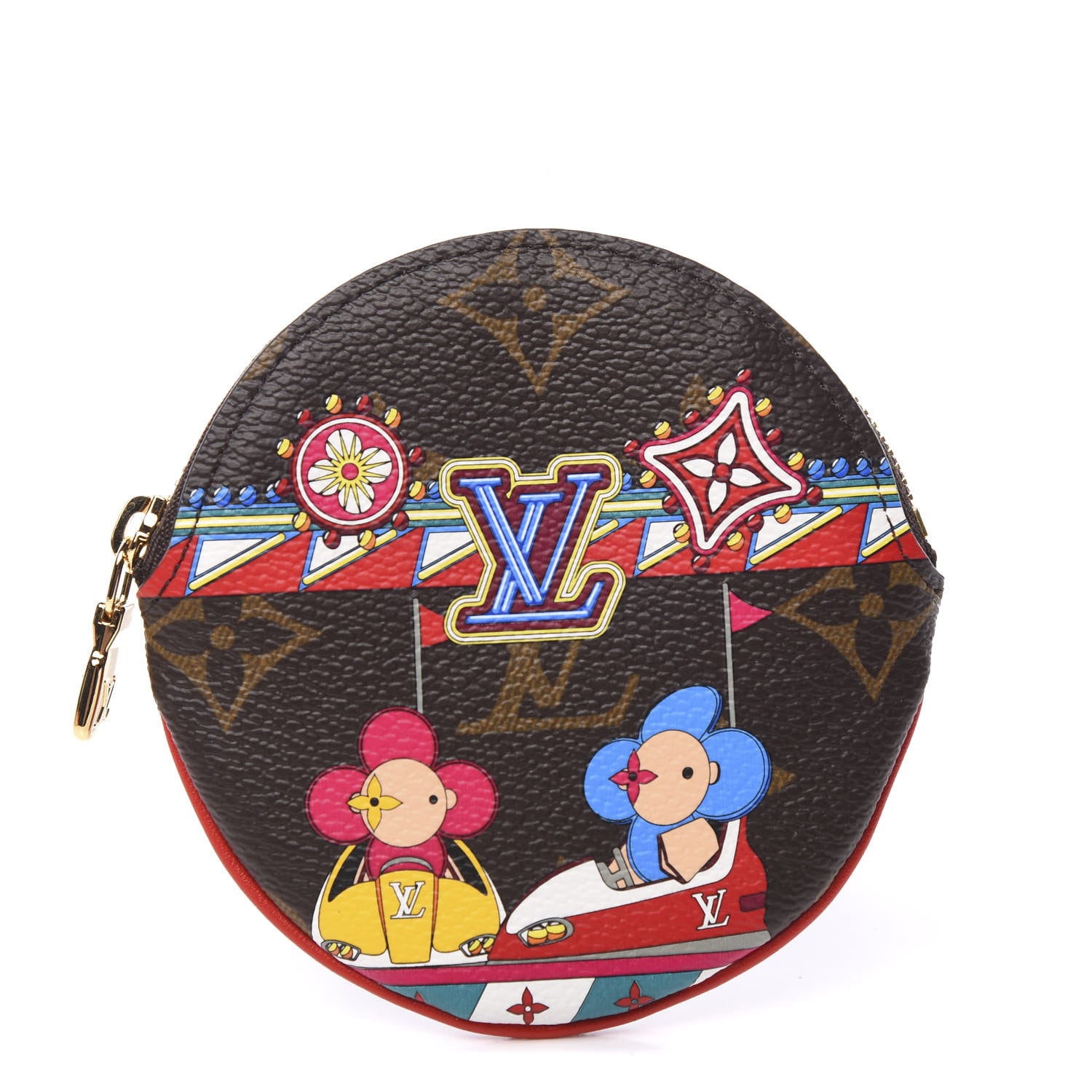 Louis Vuitton Monogram 2020 Christmas Animation Bumper Cars Round Coin Purse Coquelicot 1 of 7