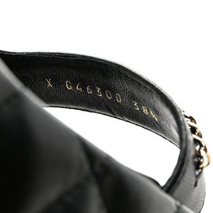 Chanel Lambskin Quilted Chain CC Platform Sandals 38.5 Black 9 of 10