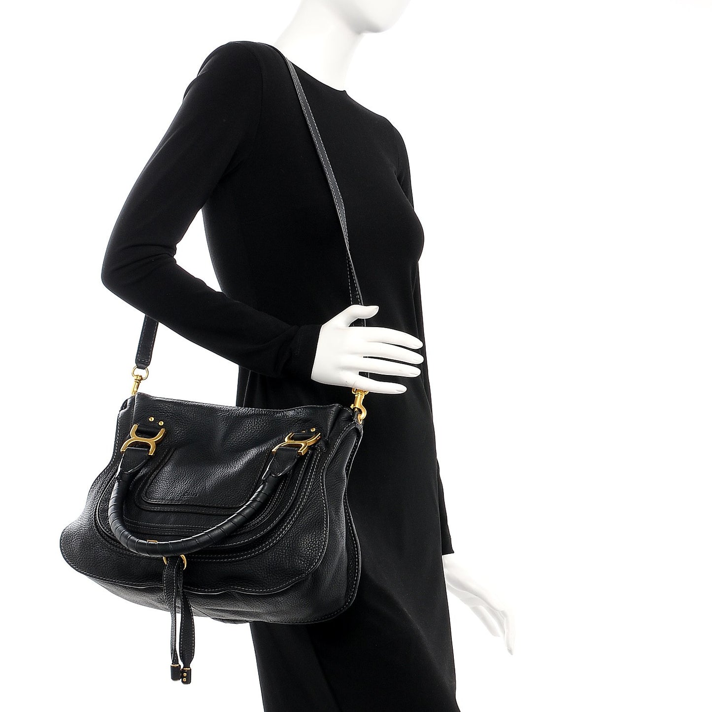 Calfskin Medium Marcie Satchel Black