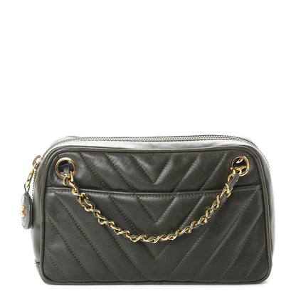 Chanel Lambskin Chevron Quilted Small Camera Case Green 1 of 9