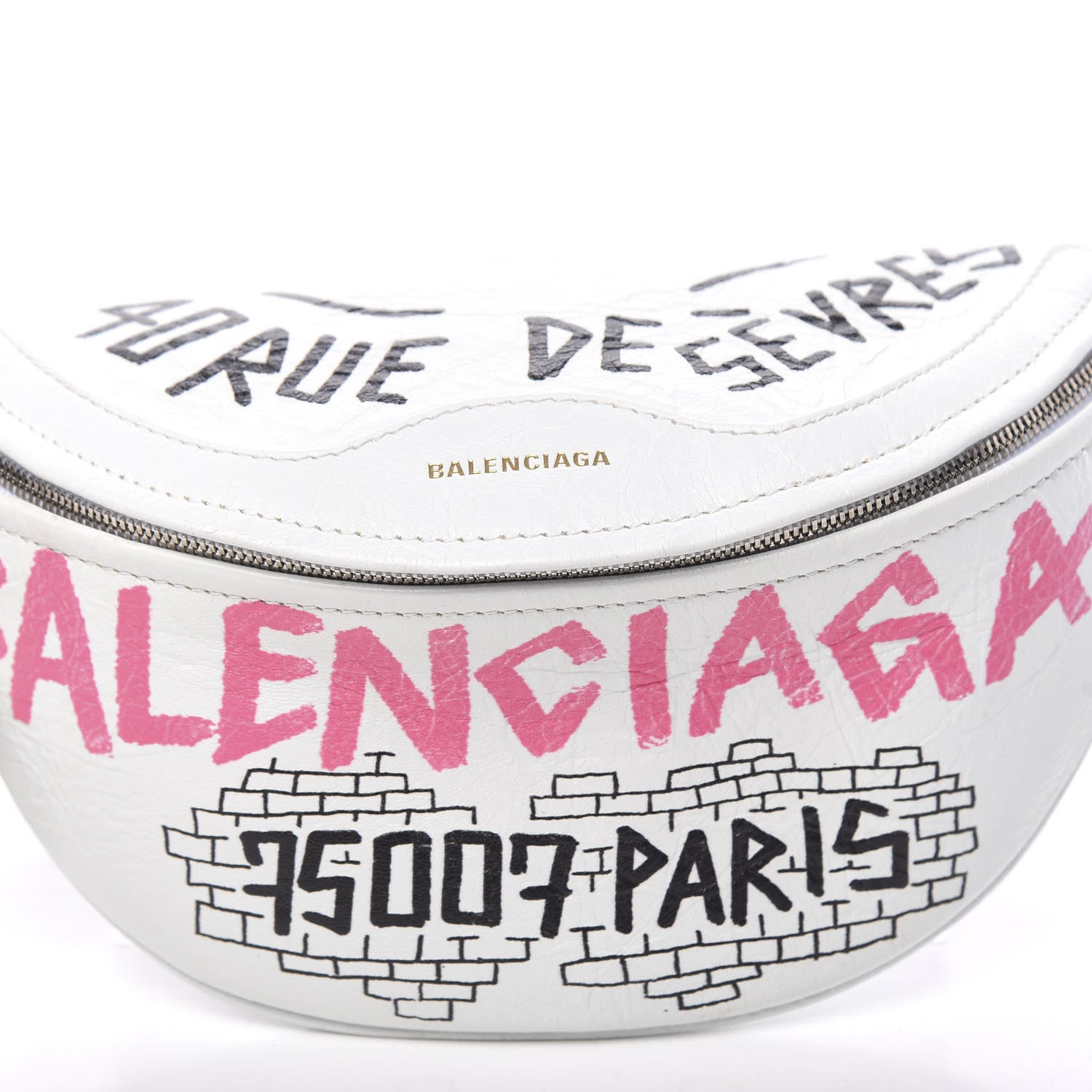 Balenciaga Agneau Arena Graffiti All Over XXS Souvenir Belt Bag White Multicolor 9 of 9