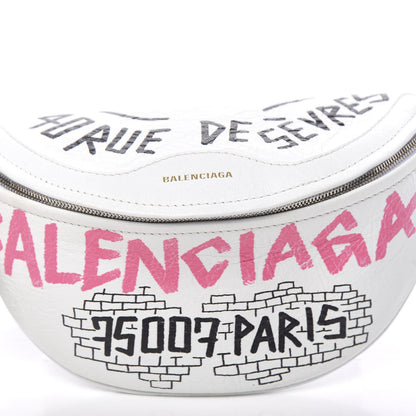 Balenciaga Agneau Arena Graffiti All Over XXS Souvenir Belt Bag White Multicolor 9 of 9
