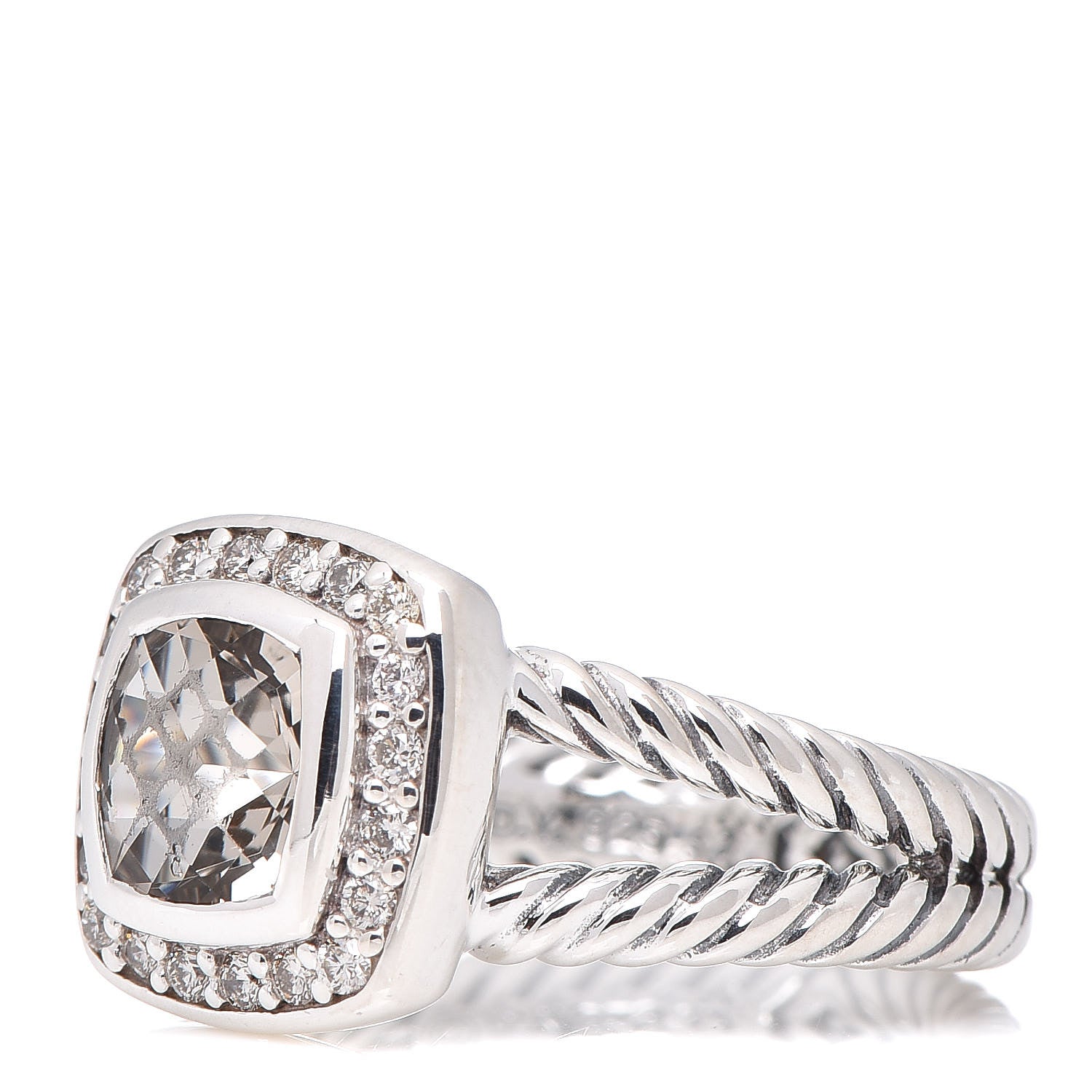 David Yurman Sterling Silver Diamond White Topaz 7mm Petite Albion Ring 51 5.75 3 of 5
