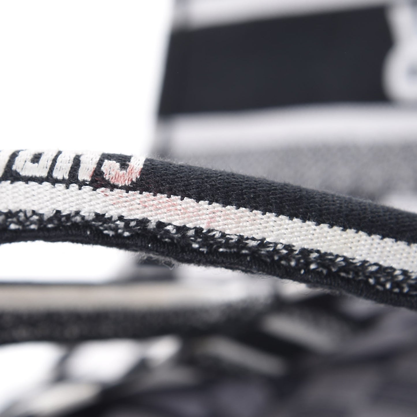 Canvas Embroidered Checkered Book Tote Black White